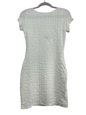 NWOT Textured Short Sleeve Scoop Back Dress in White